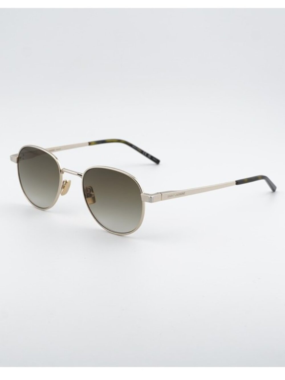 Saint Laurent SL555 003 Sunglasses Gold Round Frame, Brown Lenses - Picture 1 of 10